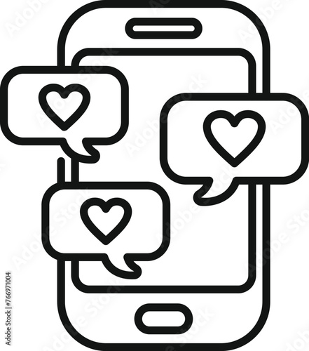 Smartphone content likes icon outline vector. Online search. View new blog