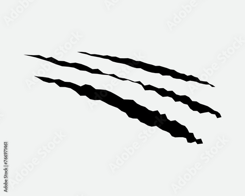 Claws scratches, animal monster mark design element, tattoo and decor for halloween. Black vector silhouette.