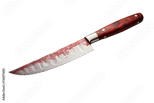Red-Handle Knife on White Background. On a Clear PNG or White Background.