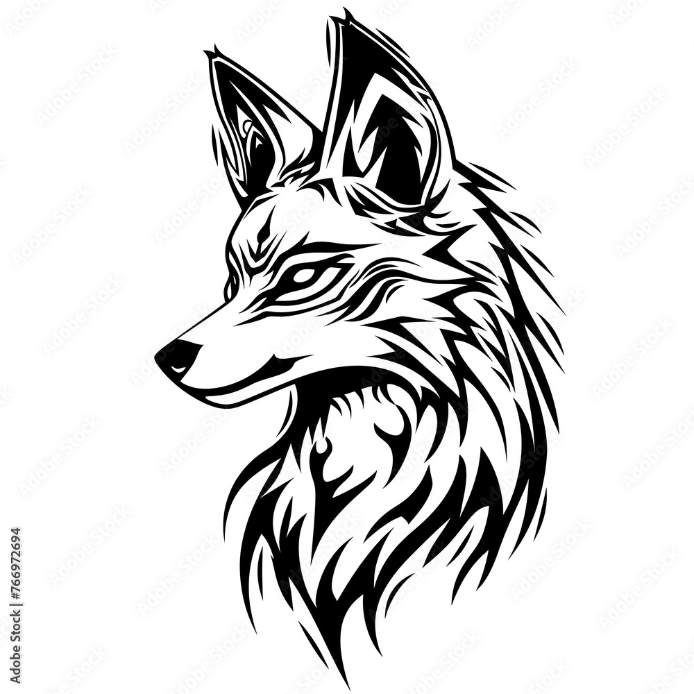 black and white wolf tribl style illustration black and white wolf tribl style illustration