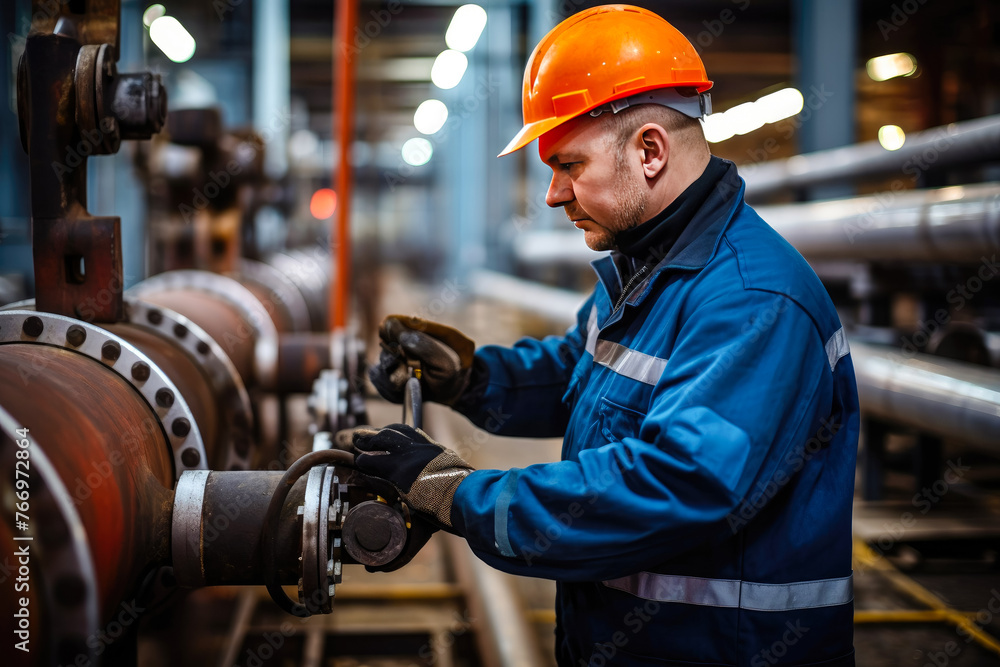 Oil and gas engineer performs maintenance and service in hazardous areas Oil and gas engineer performs maintenance and service in hazardous areas