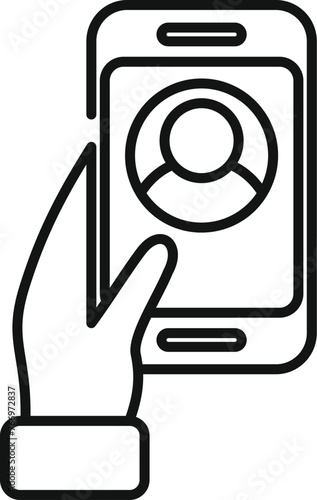 Phone change avatar icon outline vector. Online media content. Handle device