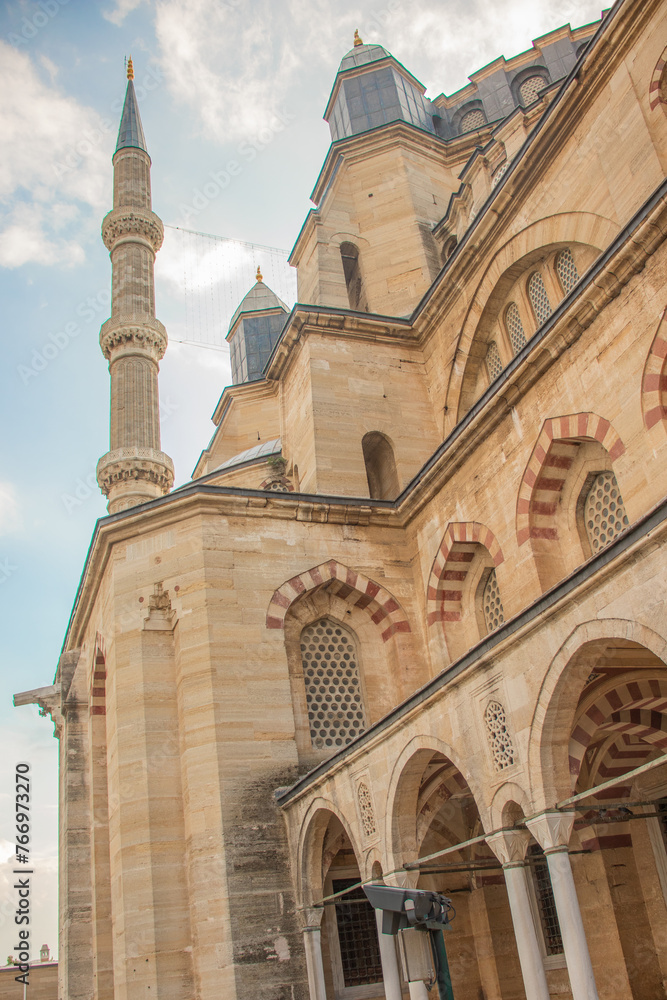 Selimiye Mosque in Edirne, Turkey. The mosque was commissioned by Sultan Selim II, and was built by architect Mimar Sinan