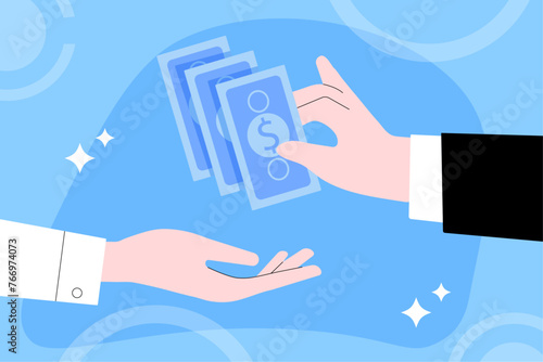 Business concept illustration. Vector illustration of charity, payment, finance, banking, profit, investment. Creative concept for web, social media banner, business presentation, marketing material.