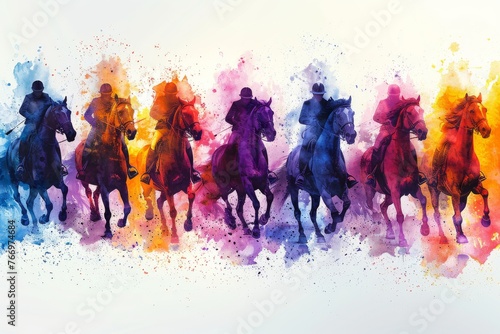 Horses modern symbols. Equine sport elements. Equestrian icon set.