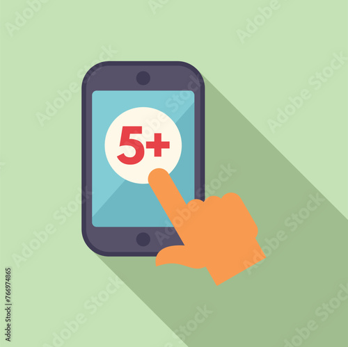 Phone satisfaction level icon flat vector. Good customer. Rank meter degree