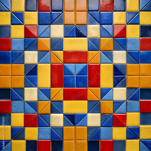 Texture background, tiles texture, symmetrical composition of geometric tiles