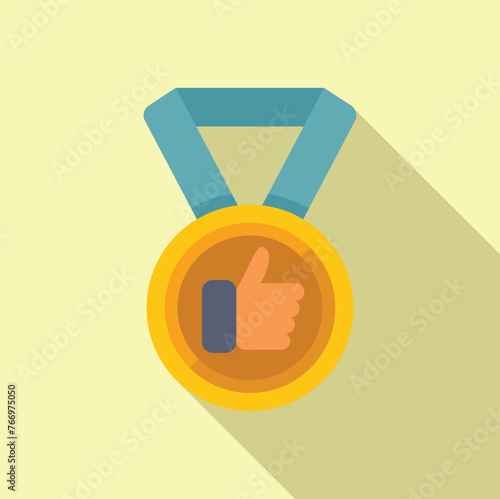 Good rating medal icon flat vector. Emotive user. Excellent survey rank