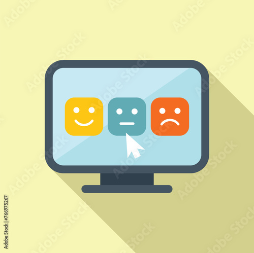 Good smiley faces online icon flat vector. Button rank. Angry poor user