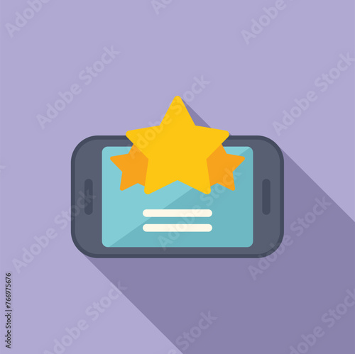 Online smartphone rating icon flat vector. Star button rank. Expression user