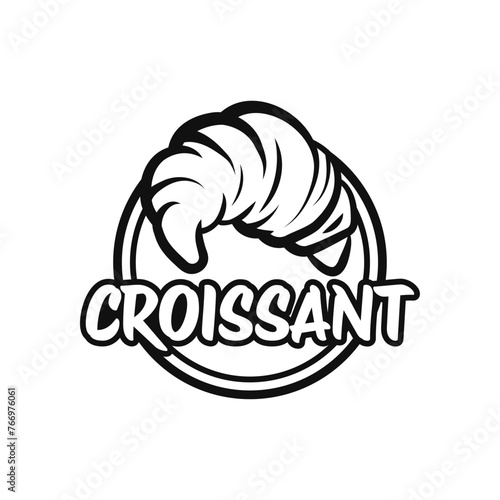 Vector illustration of a bakery shop logo icon, with home made croissant
