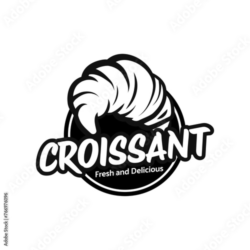 Vector illustration of a bakery shop logo icon, with home made croissant