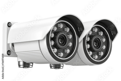 Pair of Security Cameras on White Background. On a Clear PNG or White Background.