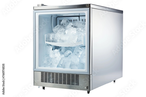 Freezer Filled With Ice. On a Clear PNG or White Background.