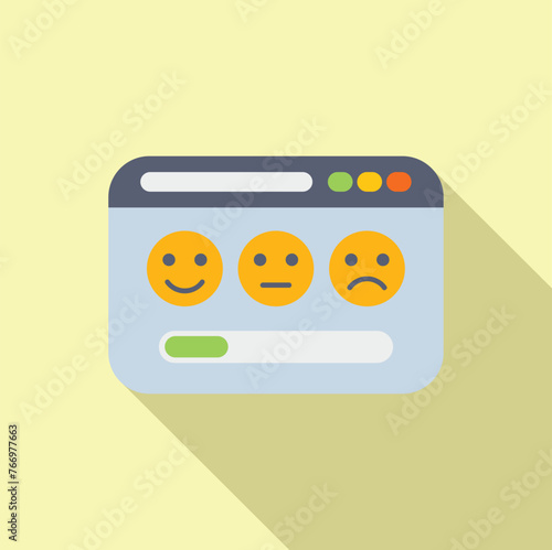 Online web survey icon flat vector. Smiley fail emoji. Degree angry poor