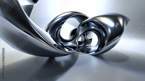 3D rendering of a silver metallic shape.