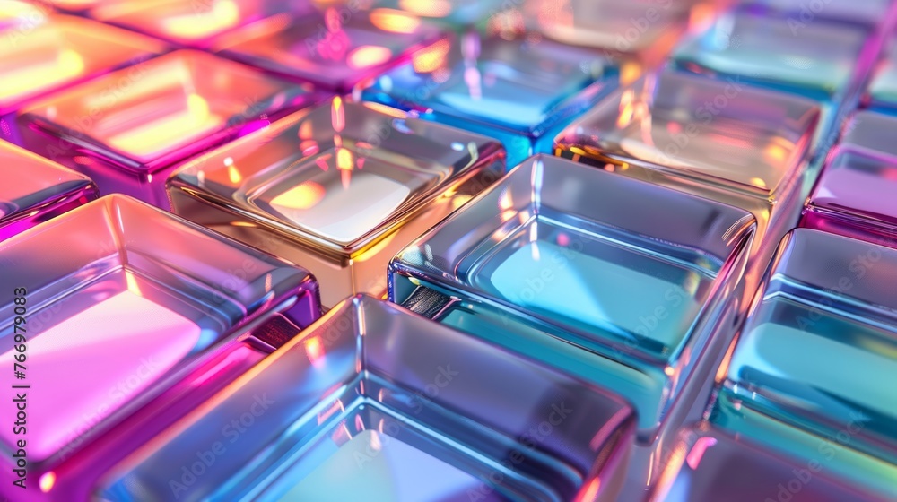 Holographic glass tiles reflecting colors Holographic glass tiles reflecting colors