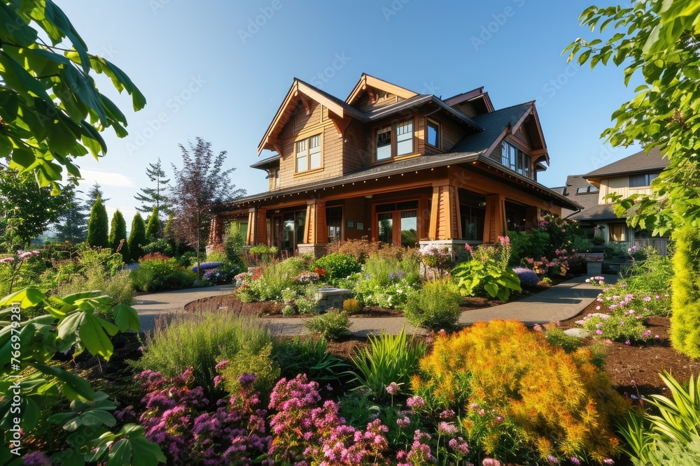 Northwest Style: Backyard View of a Cozy Craftsman Home Exterior