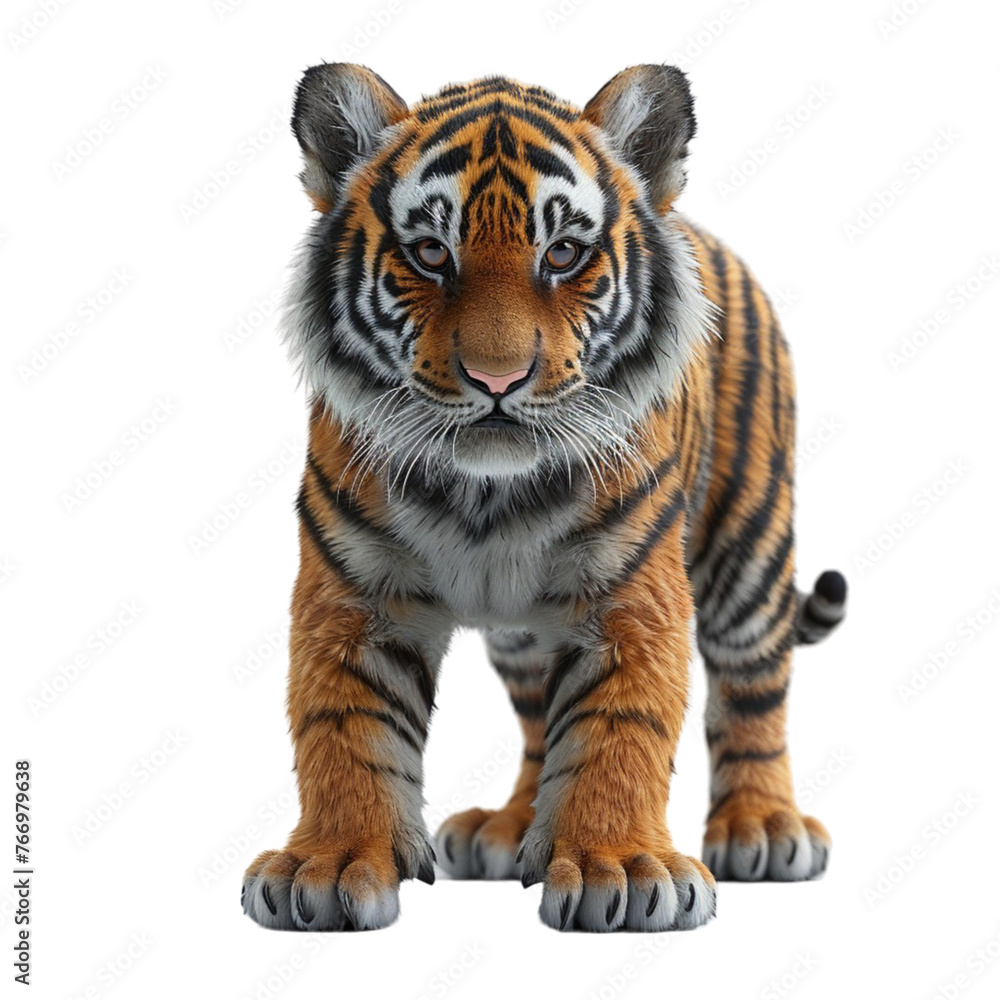 Obraz premium 3d illustration of tiger animal portrait, generative ai