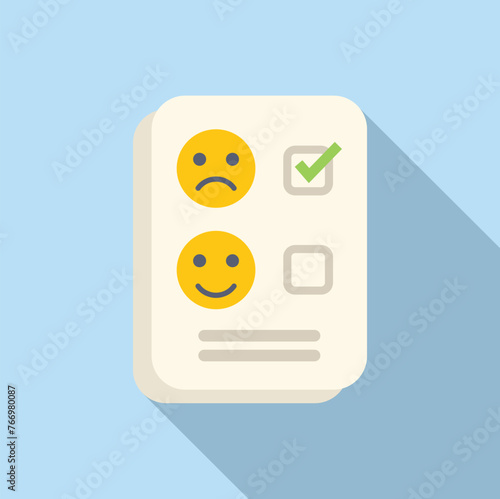 Approved negative survey icon flat vector. User online rank. Happy range report