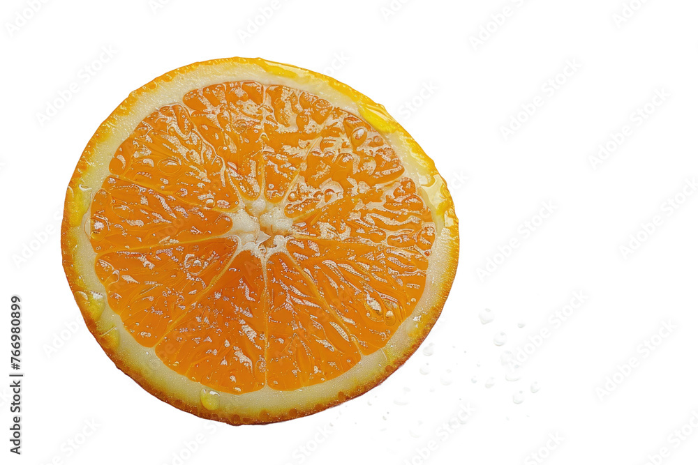 Close Up of an Orange Slice on White Background. On a Clear PNG or White Background. Close Up of an Orange Slice on White Background. On a Clear PNG or White Background.