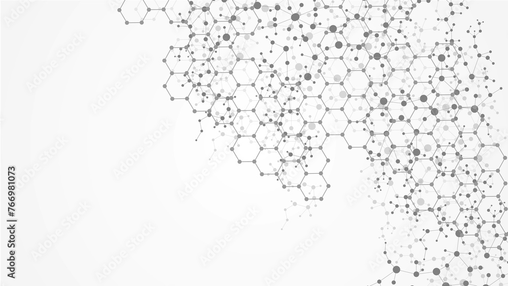 Modern science background with lines, dots and hexagons. Wave flow abstract background. Molecular structure for medical, technology, chemistry, science, illustration Modern science background with lines, dots and hexagons. Wave flow abstract background. Molecular structure for medical, technology, chemistry, science, illustration
