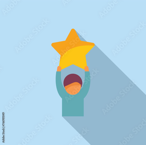 Give best star user icon flat vector. Grin excellent. Emotive average gaming