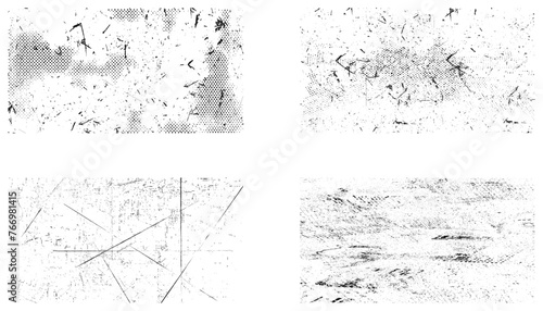 Vector set of grunge overlay textures. 