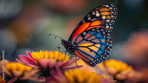 A breathtaking scene unfolds as a kaleidoscope of colorful butterflies fills the air, their delicate wings forming a vibrant mosaic of patterns and hues as they flit and flutter am © Наталья Евтехова