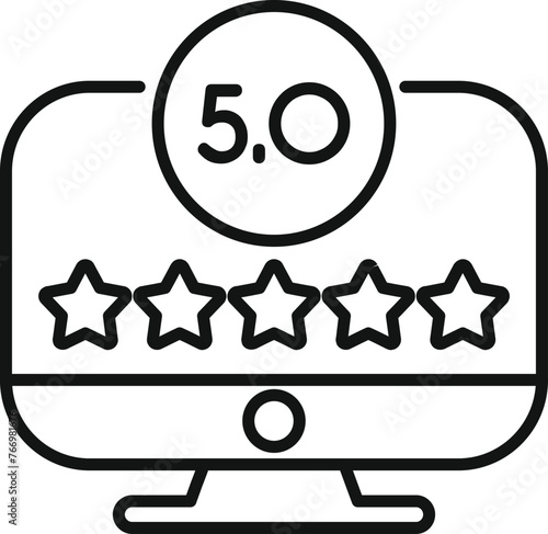 Five star rating online icon outline vector. Button star patron. Scale meter gauge