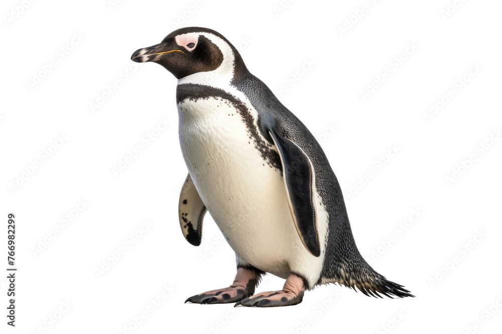 Fototapeta premium Penguin Standing on White Background. On a Clear PNG or White Background.