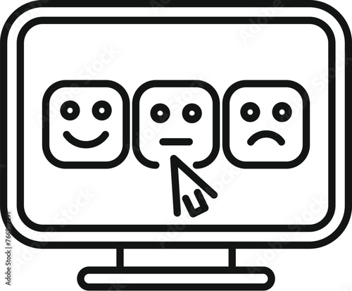 Good smiley faces online icon outline vector. Button rank. Angry poor user