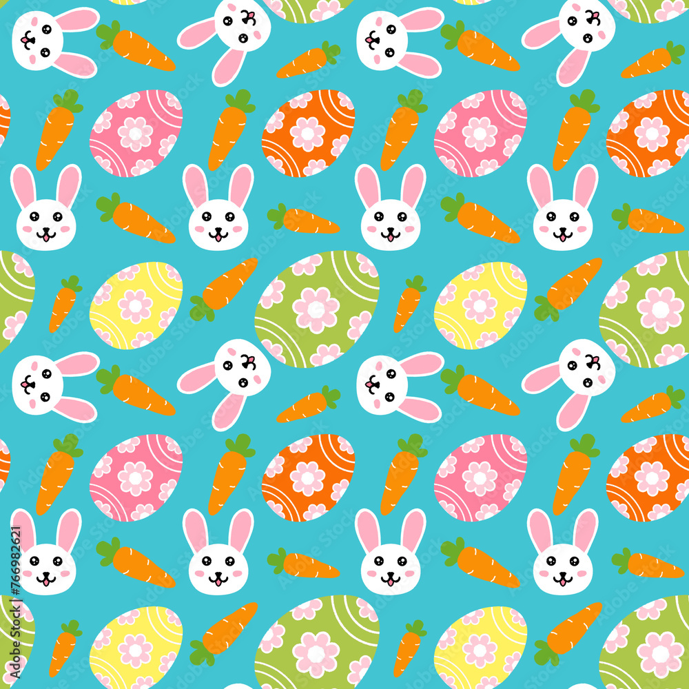 easter seamless pattern with rabbits eggs and flowers easter seamless pattern with rabbits eggs and flowers