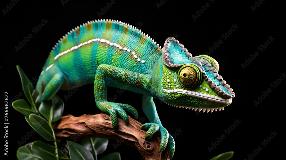 Obraz premium chameleon on a black background