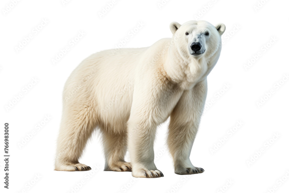 Polar Bear Standing on White Background. On a Clear PNG or White Background. Polar Bear Standing on White Background. On a Clear PNG or White Background.