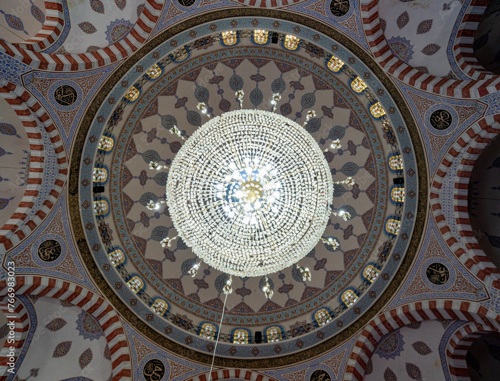 Decorations on the ceiling of the mosque.
