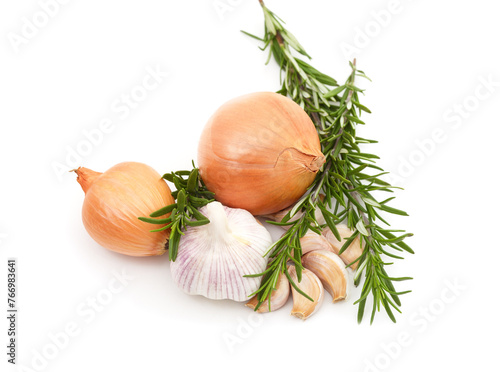 Garlic, onion and rosemary.