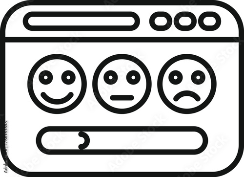 Online web survey icon outline vector. Smiley fail emoji. Degree angry poor