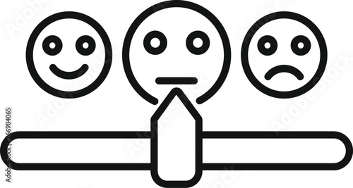 Level gauge emoji icon outline vector. Patron angry user. Smiley face rank