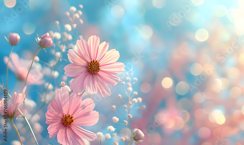 Single vibrant pink daisy with soft bokeh background in a dreamy setting