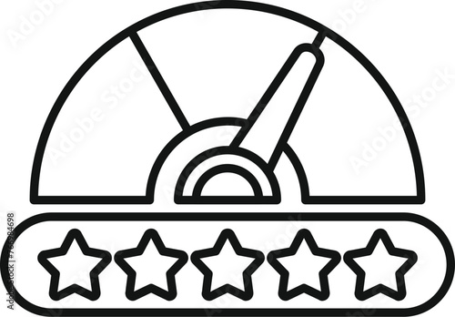 High satisfaction level icon outline vector. Online survey. Grin emoticon game