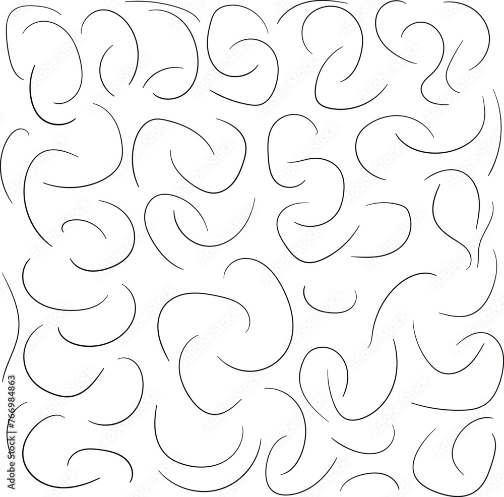 Curling long thin lines imitate scattered hair. Curling long thin lines imitate scattered hair.