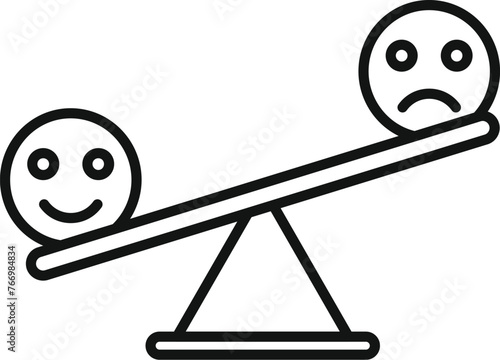 Survey positive balance icon outline vector. Expression user. Emotive scale normal