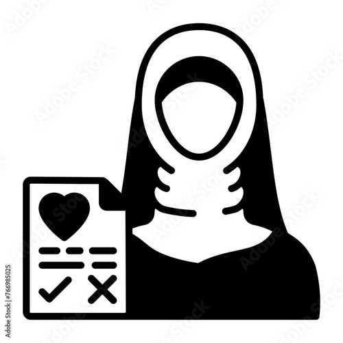 Taking Bridge Consent for Marriage concept, Hijabi Girl and Nikah process vector icon design, Muslim marriage Symbol, Islamic wedding customs Sign, Indian subcontinent matrimony stock illustration