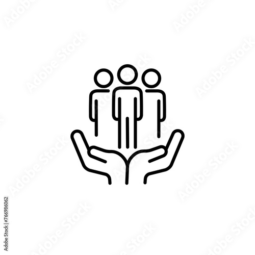 Consumer experience icon with thin line hand. concept of easy management symbol or volunteering sign. linear simple modern stroke art inclusive logotype graphic design web element isolated on white
