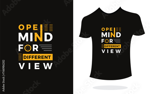 Open mind for different view inspirational t shirt print typography modern style. Print Design for t-shirt, poster, mug.