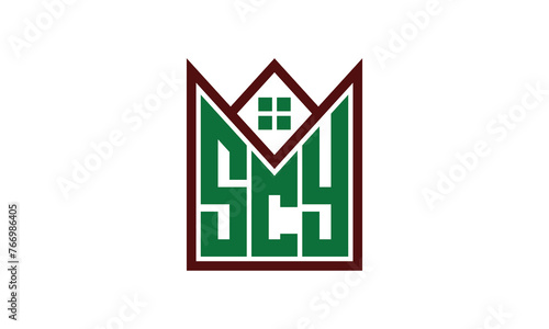 SCY initial letter builders real estate logo design vector. construction, housing, home marker, property, building, apartment, flat, compartment, business, corporate, house rent, rental, commercial