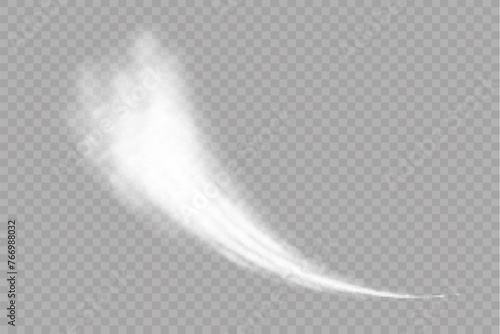 Aircraft condensation trails. Jet end smoke isolated vector set. Foggy jet trail or airplane, smoky effect after rocket illustration