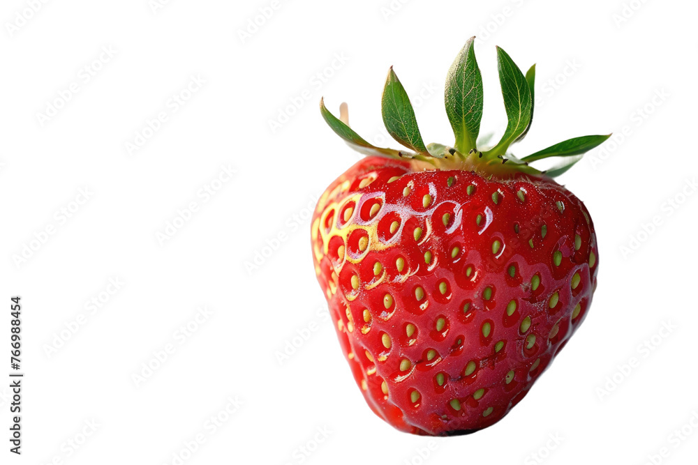 Close Up of a Strawberry on a White Background. On a Clear PNG or White Background. Close Up of a Strawberry on a White Background. On a Clear PNG or White Background.