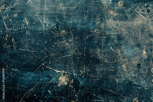Scratched dark blue metallic texture with faded edges
